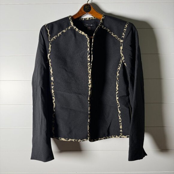 Black Label by Evan Picone Sheeth Dress & Jacket Black Leopard Print Size 14 - Picture 6 of 14